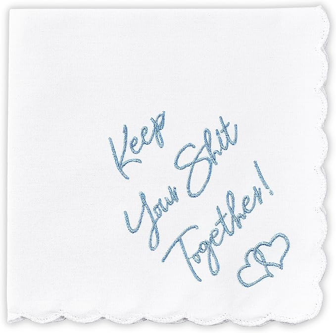 W&F GIFT Something Blue Wedding Gift Embroidered Handkerchief | Keep Your Shit Together! | Weddin... | Amazon (US)