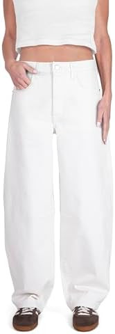 Womens Baggy Barrel Jeans Wide Leg Mid Rise Premium Denim Pants | Amazon (US)