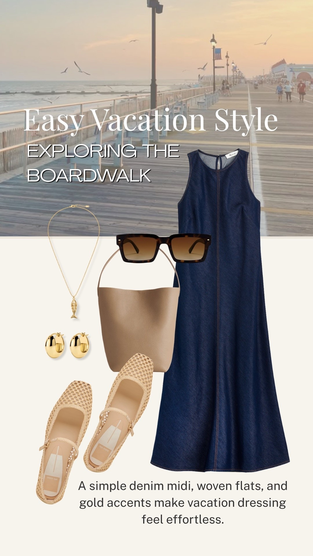 A simple denim midi dress is such an easy choice for vacation and warm-weather exploring. Add comfortable woven flats, a roomy tote, and a few gold accents for a polished look that still feels effortless.

💡 LTK MADE EASY
❤️ Heart = Support my posts!
🔖 Save = Get sale & restock alerts
📋 Lists = Keep favorites organized
📲 Share = Send lists and products to a friend
💬 Comment = Ask me anything about what I’m wearing!

#LTKootd #LTKOver40 #LTKTravel