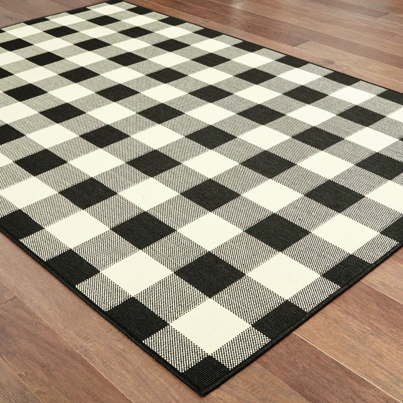 Wiest Gingham Check Black/Ivory Indoor/Outdoor Area Rug | Wayfair North America
