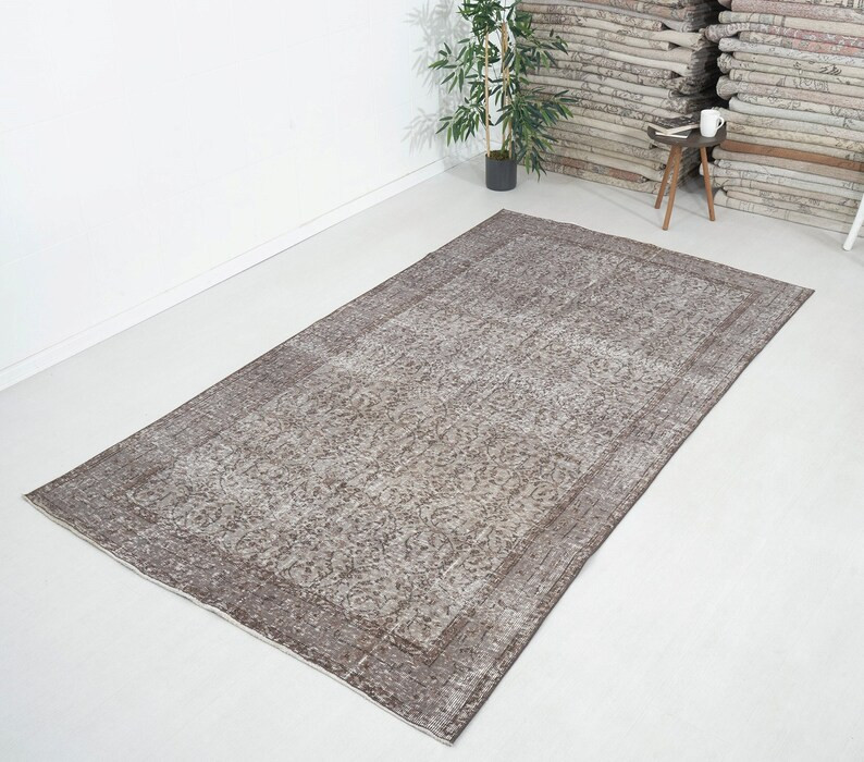 4x8 Vintage Oushak Rug: Gray Turkish Wool Area Rug, Farmhouse Decor - Etsy | Etsy (US)