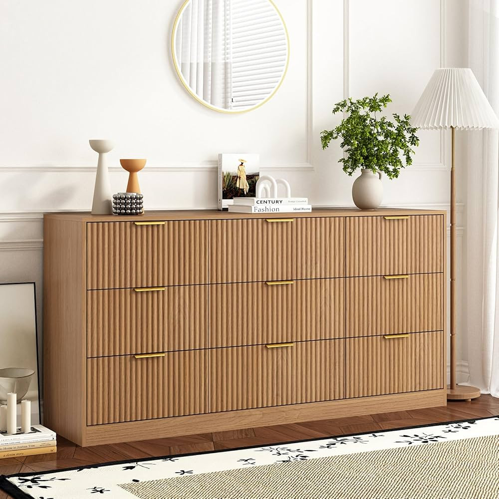 9 Drawer Dresser for Bedroom with Deep Drawers, 63" Wide Wood Dresser, Large Floor Chest of Drawe... | Amazon (US)