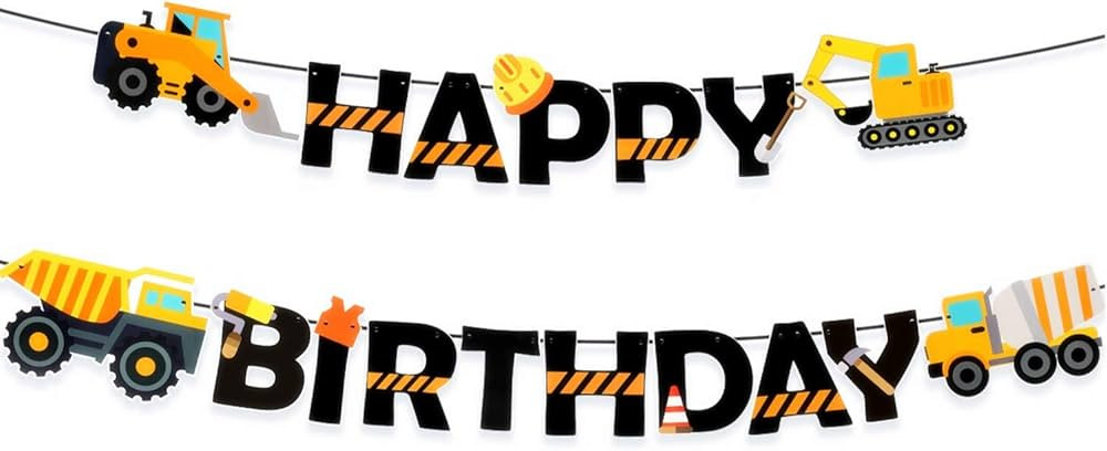 Construction Birthday Banner Dump Truck Party Decorations Pre-Assembled Builder Bulldozer Excavat... | Amazon (US)