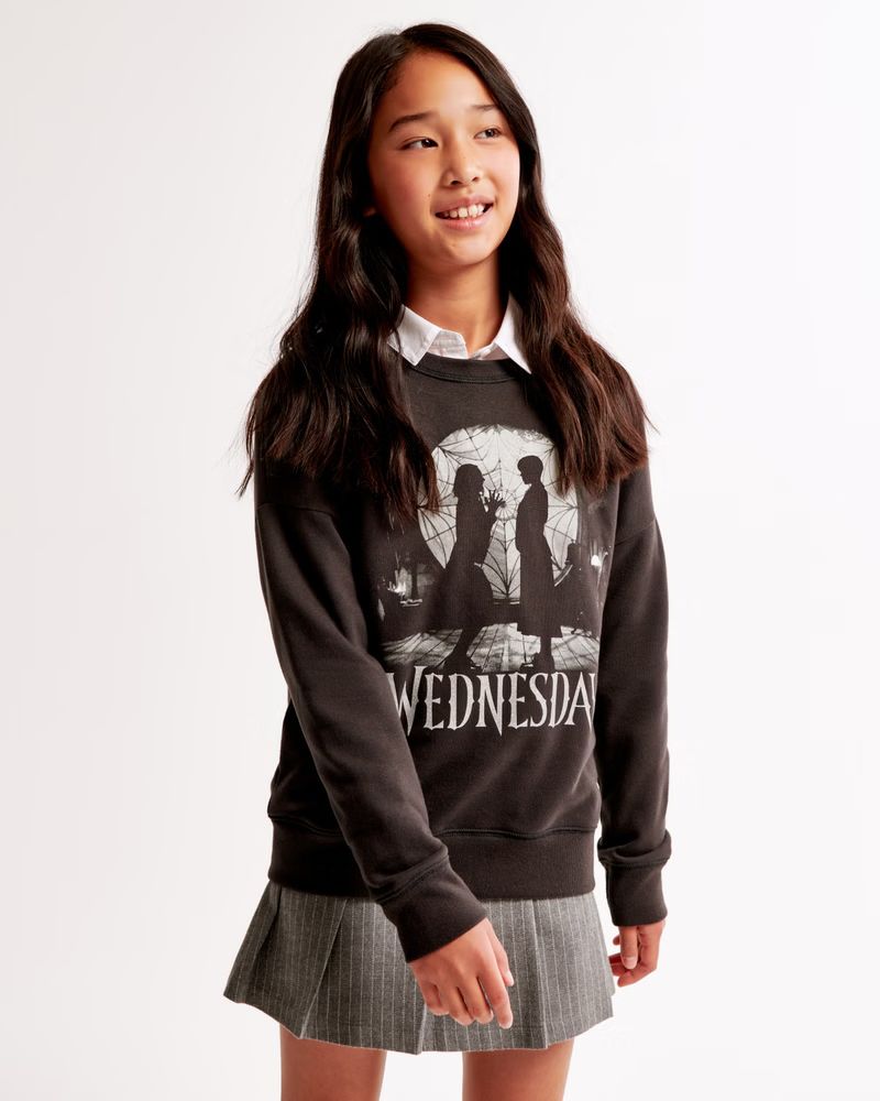 legging-friendly wednesday graphic crew sweatshirt | Abercrombie & Fitch (US)