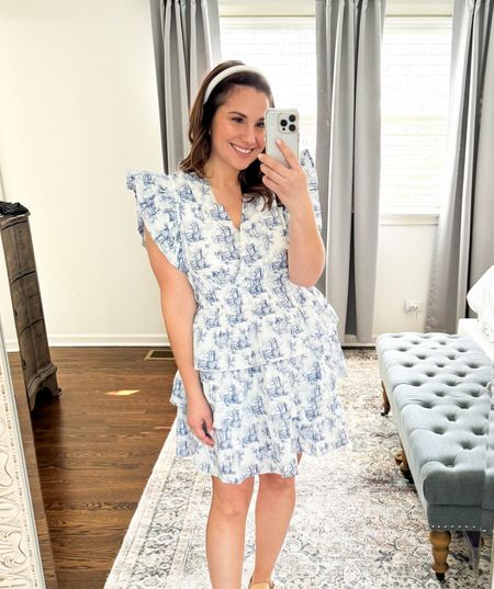 Beautiful Spring Dress, Easter Outfit. Great for summer. Elastic waist, tiered skirt. Room in the bust, good for nursing. 
Wearing a large, could have sized down. 

#LTKfindsunder100 #LTKmidsize