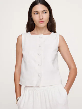 Linen Button-Front Tank | Banana Republic (US)