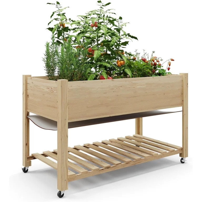 GAOMON Raised Garden Bed with Legs 48x24x30in, Mobile Elevated Wooden Raised Planter Box with Whe... | Walmart (US)