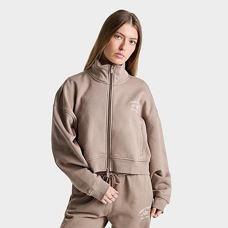 adidas Women's Originals Cropped Full-Zip Jacket in Chalky Brown Size: Small | Finish Line (US)