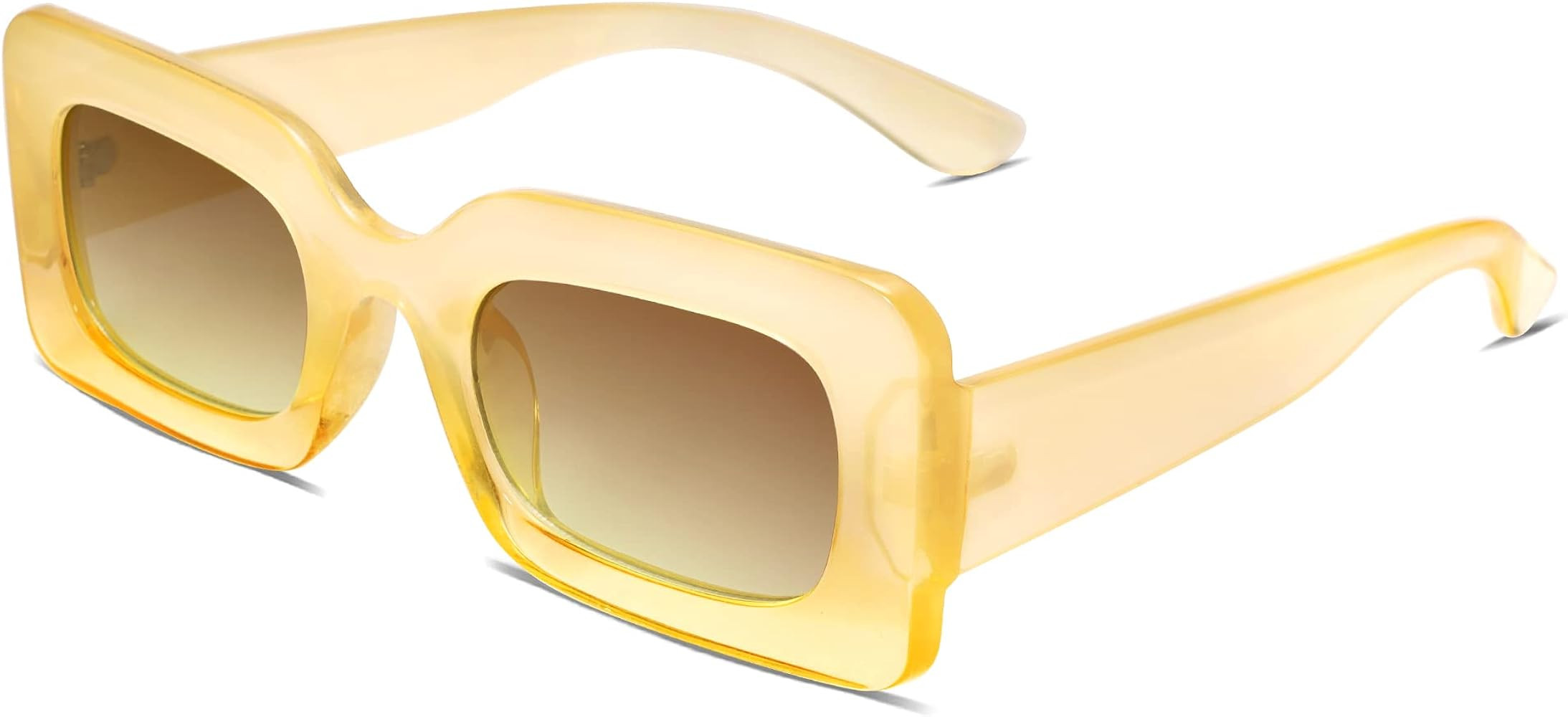 SOJOS Retro 90s Nude Rectangle Sunglasses Womens Mens Trendy Chunky Glasses | Amazon (US)