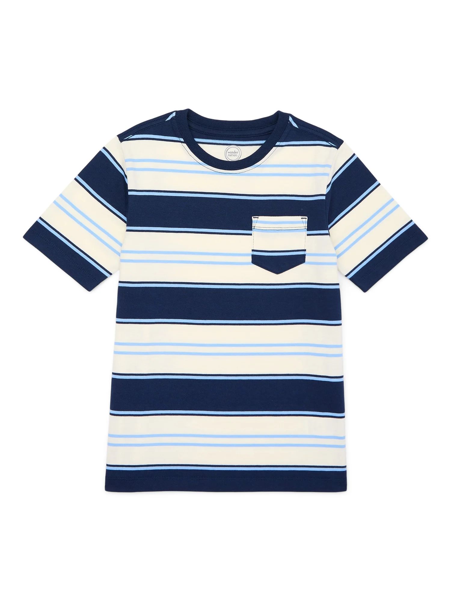 Wonder Nation Boys Stripe Tee with Short Sleeves, Sizes 4-18 & Husky | Walmart (US)