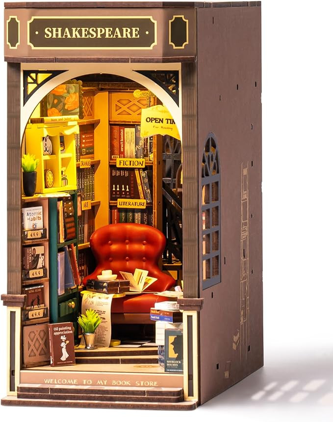 Rolife DIY Book Nook Kit 3D Wooden Puzzles for Adults 8.6" Bookstore Miniature House Kit Booknook... | Amazon (US)