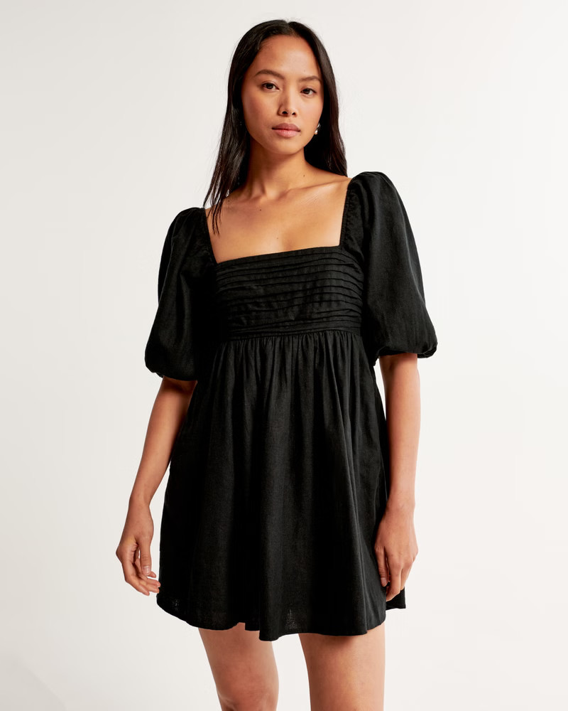 Women's Emerson Linen-Blend Puff Sleeve Mini Dress | Women's Dresses & Jumpsuits | Abercrombie.co... | Abercrombie & Fitch (US)