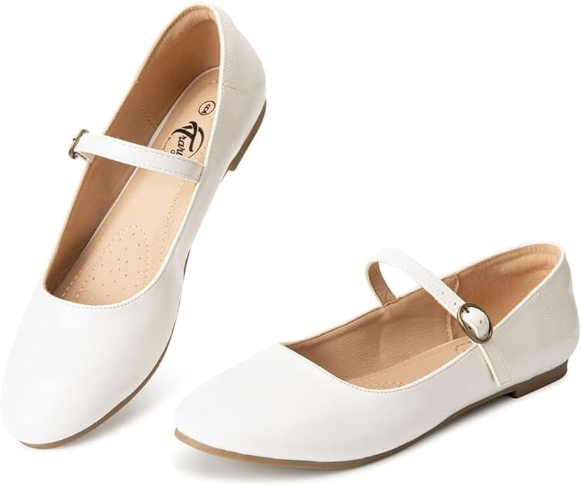 Trary Mary Jane Ballet Flats, Black Flats for Women, Ankle Strap Dressy Comfortable Flats | Amazon (US)