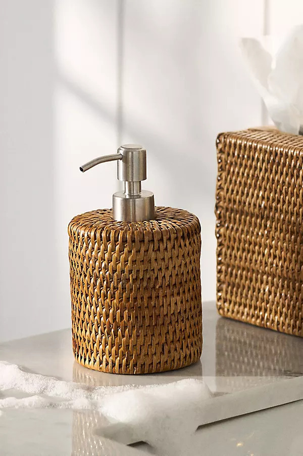 Handwoven Rattan Soap Dispenser | Anthropologie (US)