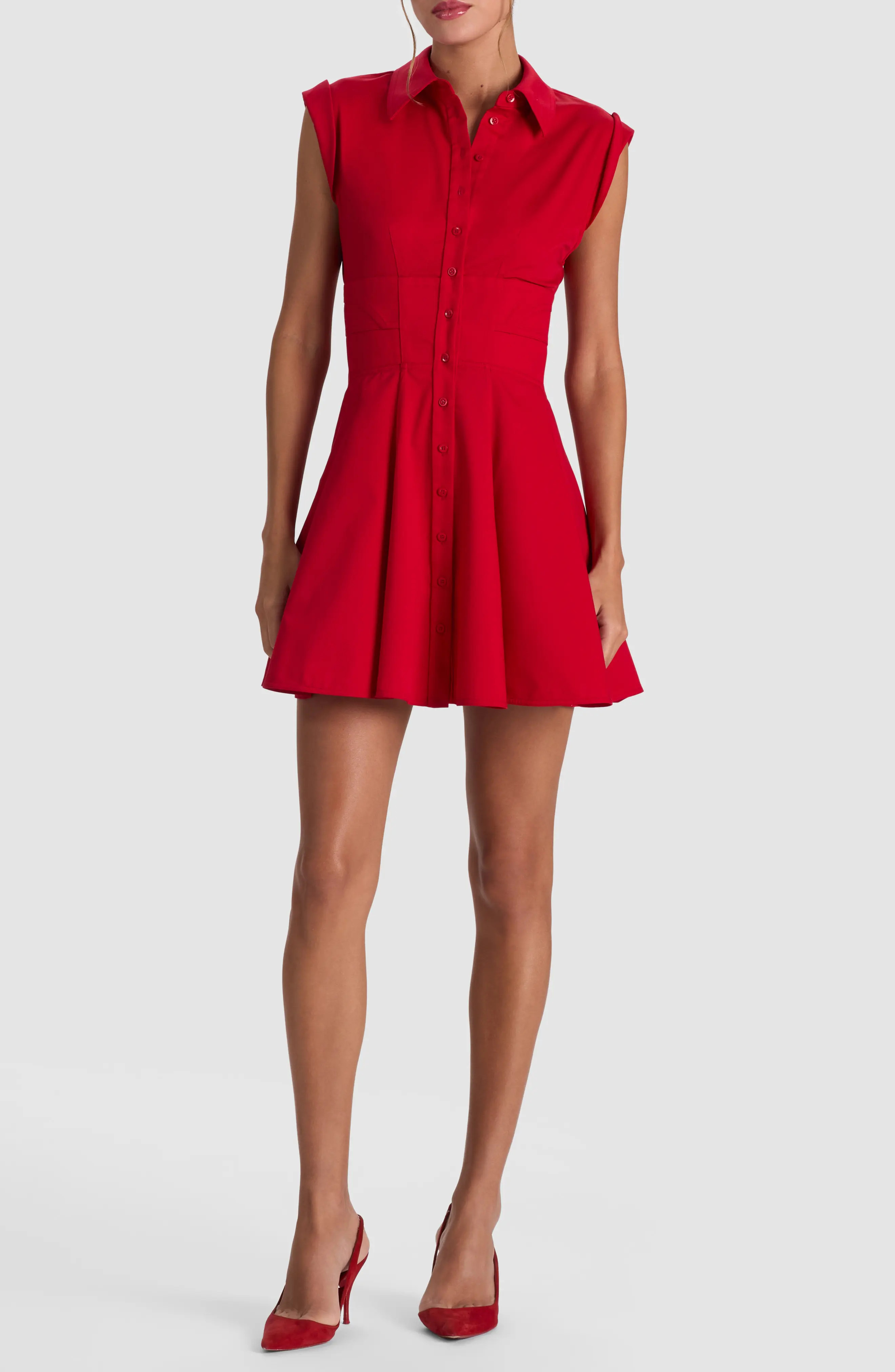 ALICE + OLIVIA Kim Paneled Corset Fit and Flare Mini Shirtdress (Women) | Nordstrom | Nordstrom