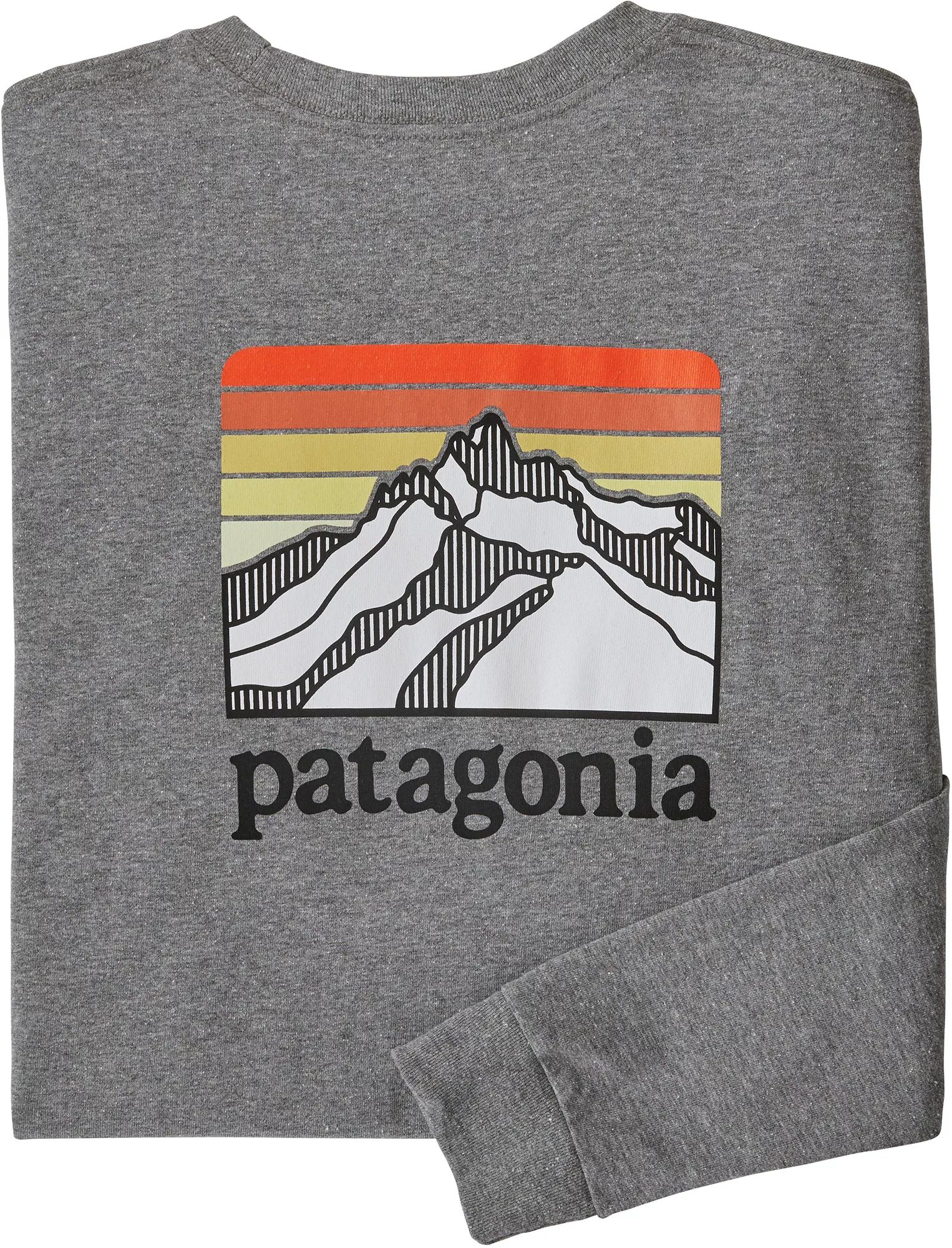 Patagonia Men's Line Logo Ridge Responsbilit-Tee Long Sleeve T-Shirt, Small, Gravel Heather | Dick's Sporting Goods