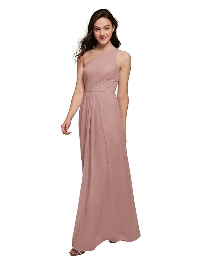 ALICEPUB One Shoulder Chiffon Bridesmaid Dresses Long Formal Dress for Special Ocassion | Amazon (US)