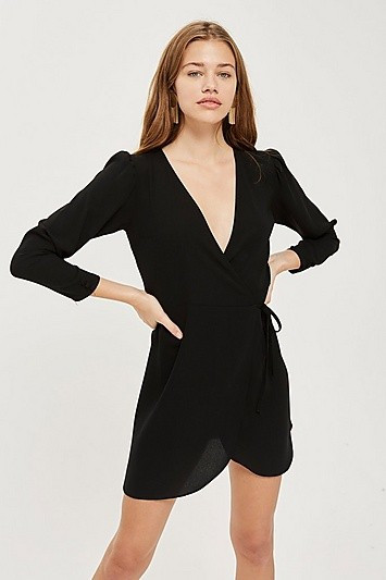 Crepe Wrap Mini Dress - Black | Topshop US