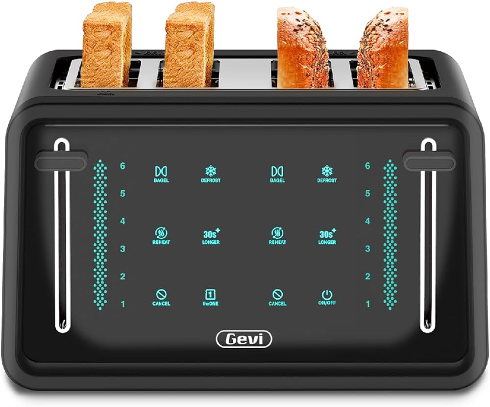 Gevi Toaster 4 Slice,Led Display Touchscreen Bagel Toaster with Dual Control Panels of Bagel/Rehe... | Amazon (US)