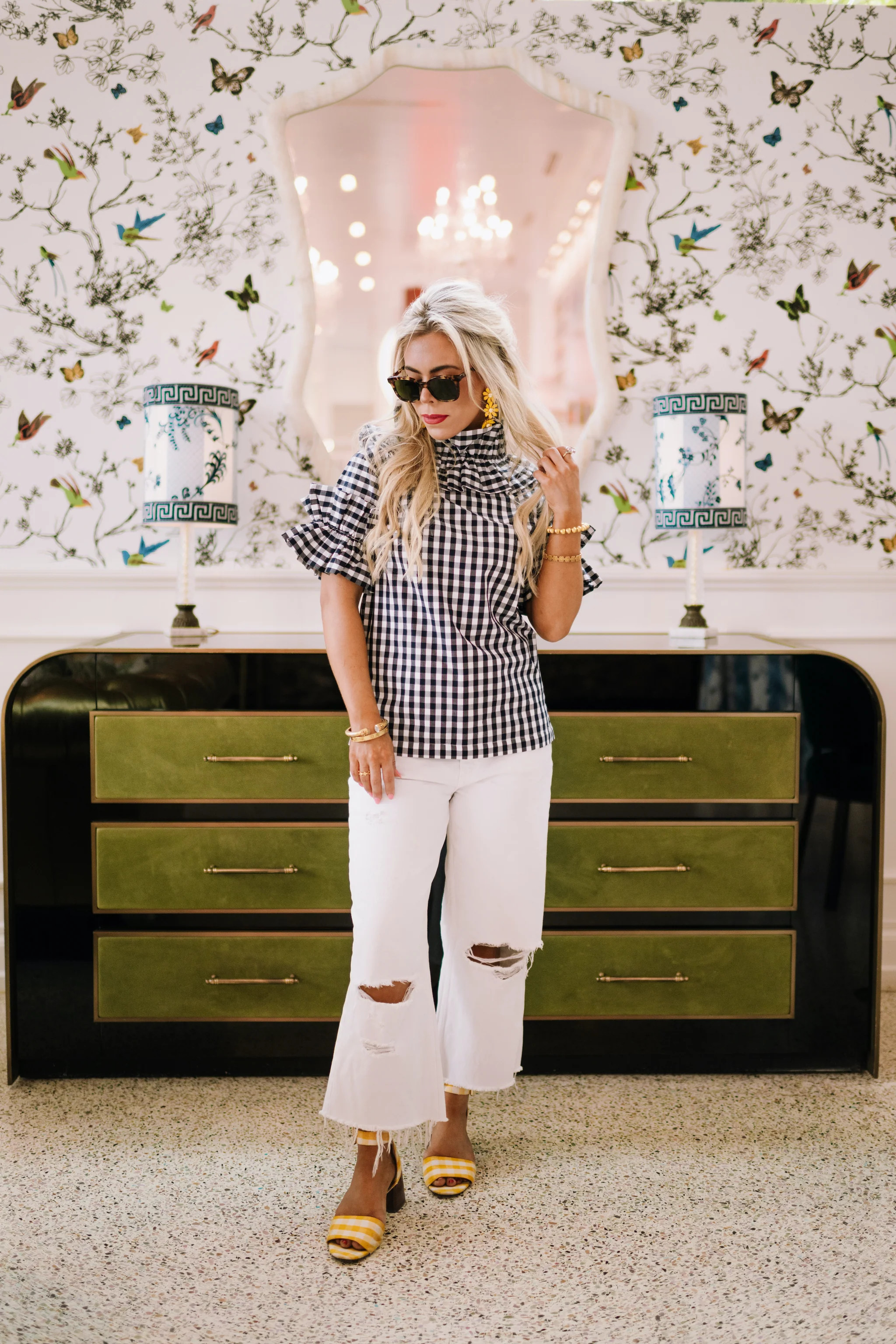 Mary Margaret Top in midnight navy gingham | Elizabeth Wilson Designs