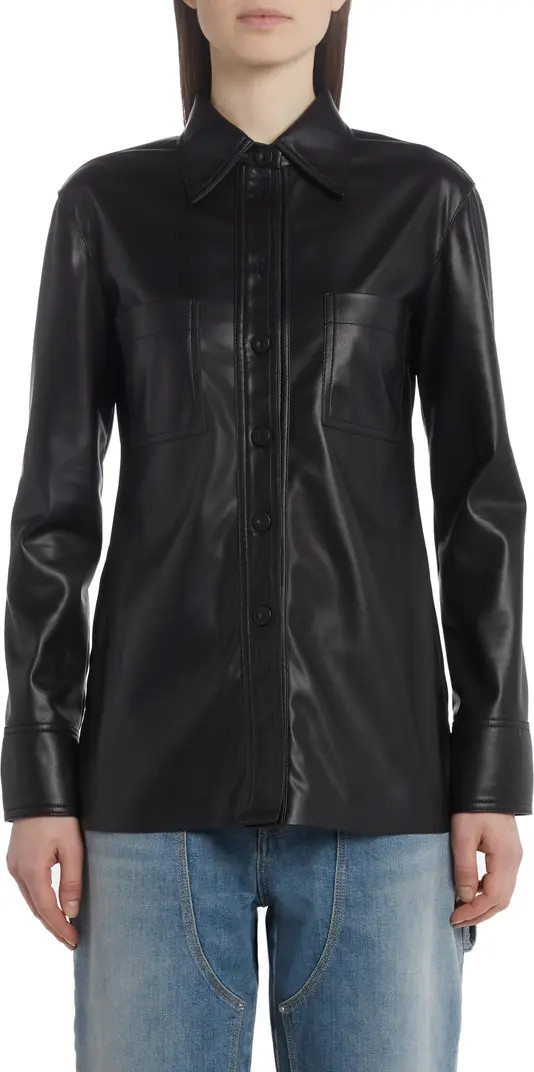 Faux Leather Long Sleeve Button-Up Shirt | Nordstrom