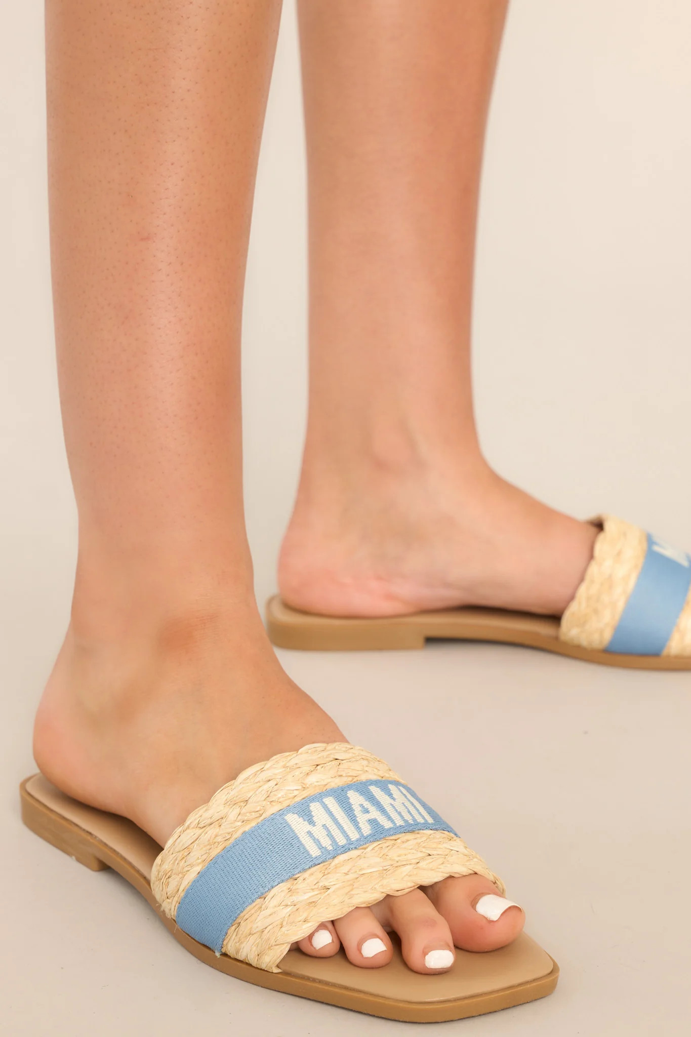 To The Tropics Sky Blue Sandals | Red Dress