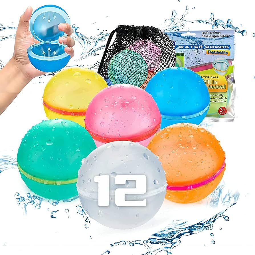 Huansihan Water Balloons Reusable, Summer Water Balls for Boys and Girls, Easy to Fill, Fun For K... | Amazon (US)
