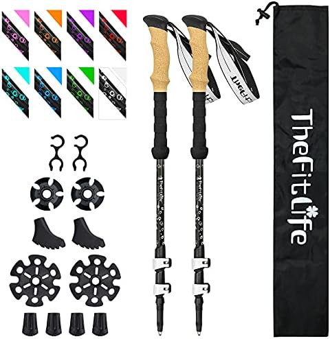 TheFitLife Carbon Fiber Trekking Poles – Collapsible and Telescopic Walking Sticks with Natural Cork | Amazon (US)