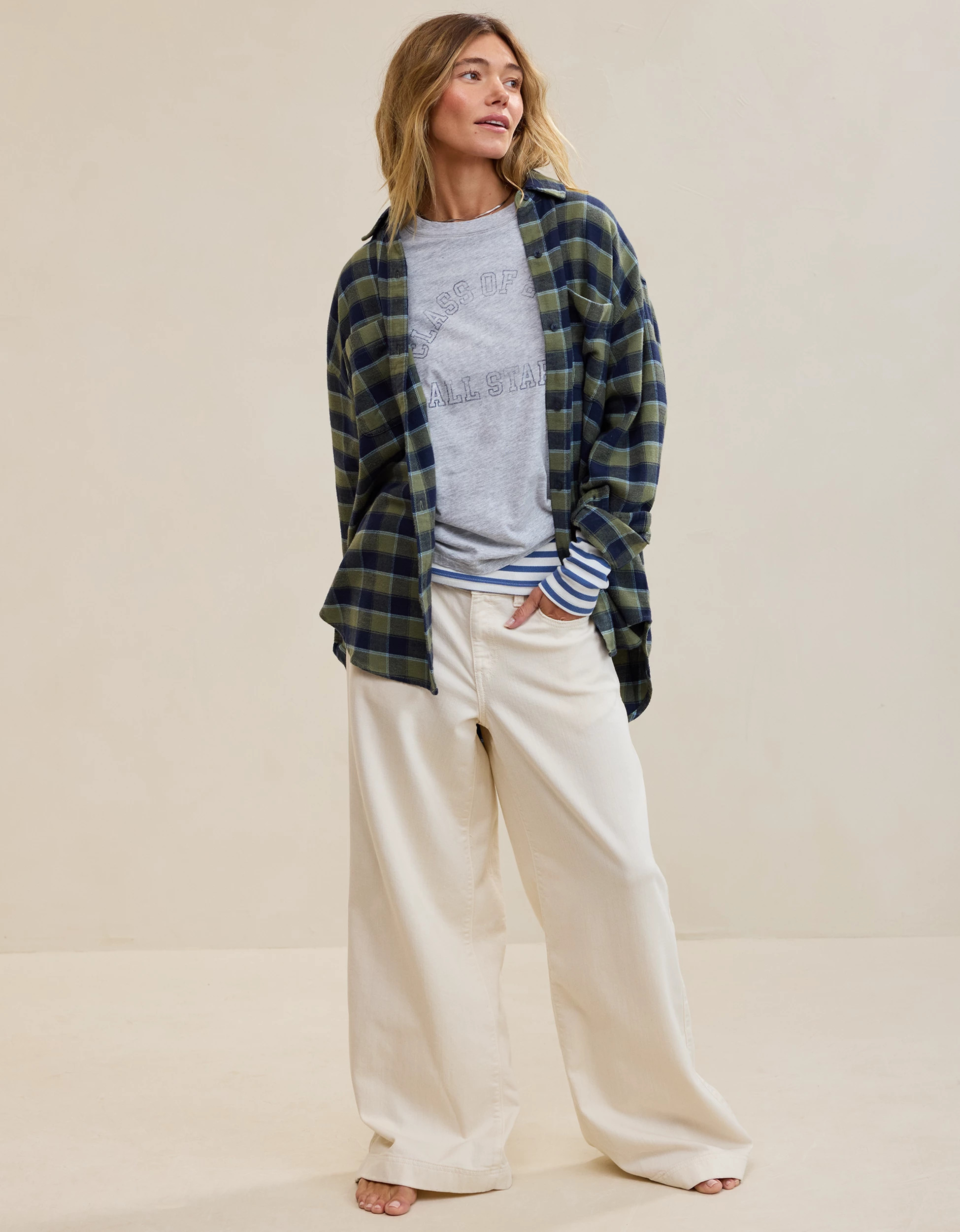 New Aerie Anytime Fave Flannel Oversized Shirt | American Eagle Outfitters (US & CA)
