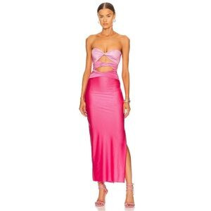 Baobab Ola Strapless Maxi Dress XS Cutout Front Twist Stretch Slit Moonstone NWD | Poshmark