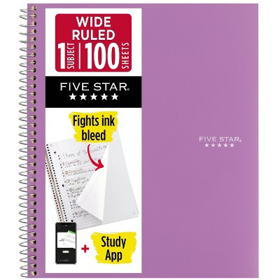 Five Star 8"x10.5" 1 Subject Wide Ruled Notebook Amethyst Purple 100 Pages | Target