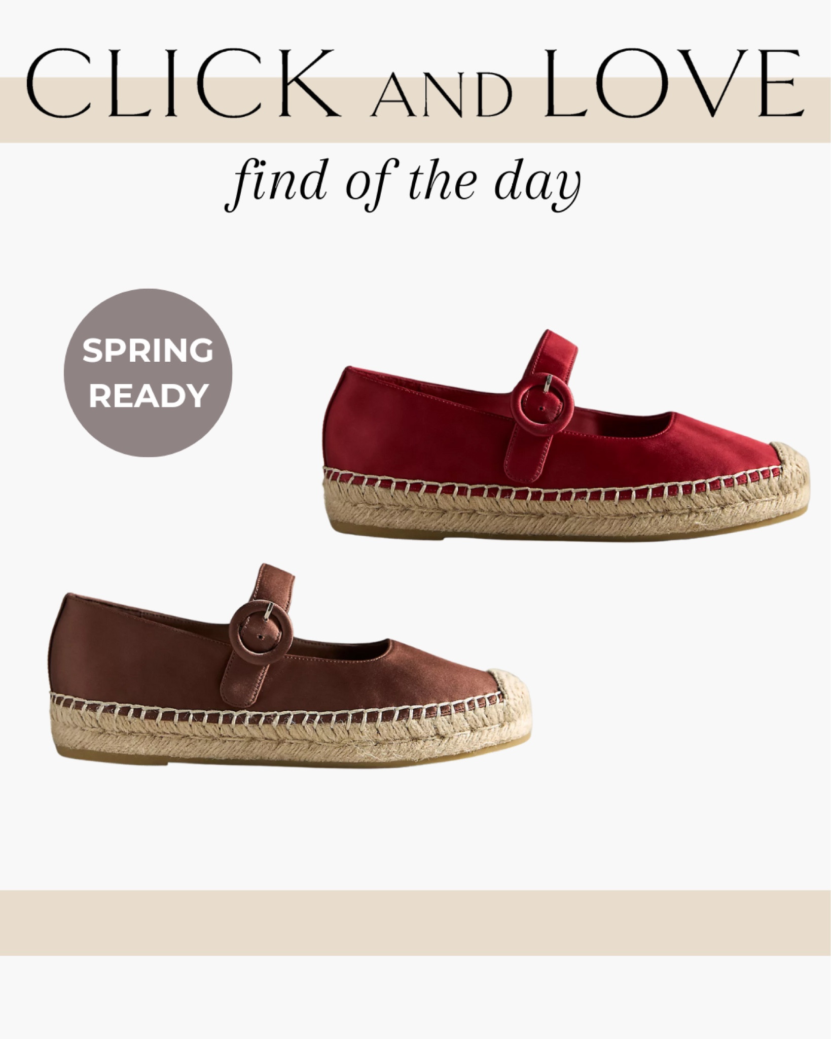 Find of the day! How cute are these Mary Jane espadrilles for spring?! They come in brown and red which would be great to wear into summer and early fall as well! I love the extra height it gives too with the small platform!

women’s shoes, spring shoes, summer platforms, spring fashion, outfit inspiration, affordable fashion, budget friendly shoes, summer shoe options, work wear, Mary Jane flats, neutral shoes, brown shoes, red shoes, espadrille, platform shoes, flatform shoes, flatforms, closet staple, curated wardrobe, capsule wardrobe, closet finds, Anthropologie finds, Anthro new arrivals, women’s anthro finds, work wear, errand style, travel outfits, casual shoe options 

#LTKShoeCrush #LTKStyleTip #LTKTravel