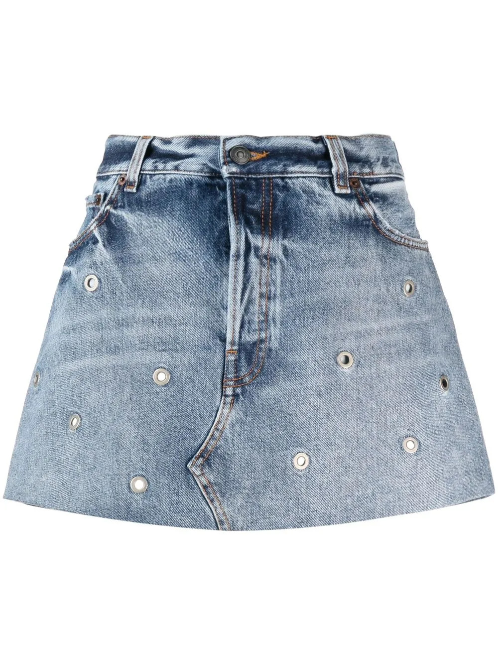 Haikure eyelet-detail Denim Skirt - Farfetch | Farfetch Global