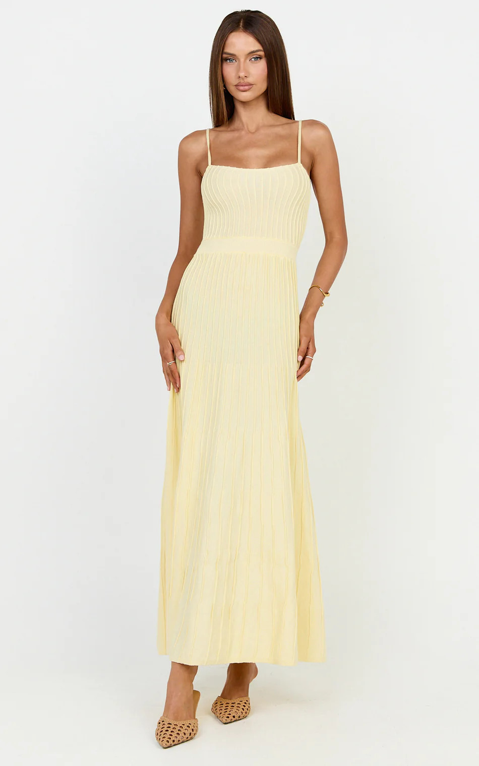 Panelled Knit Dress in Butter Yellow | Showpo (US, UK & Europe)