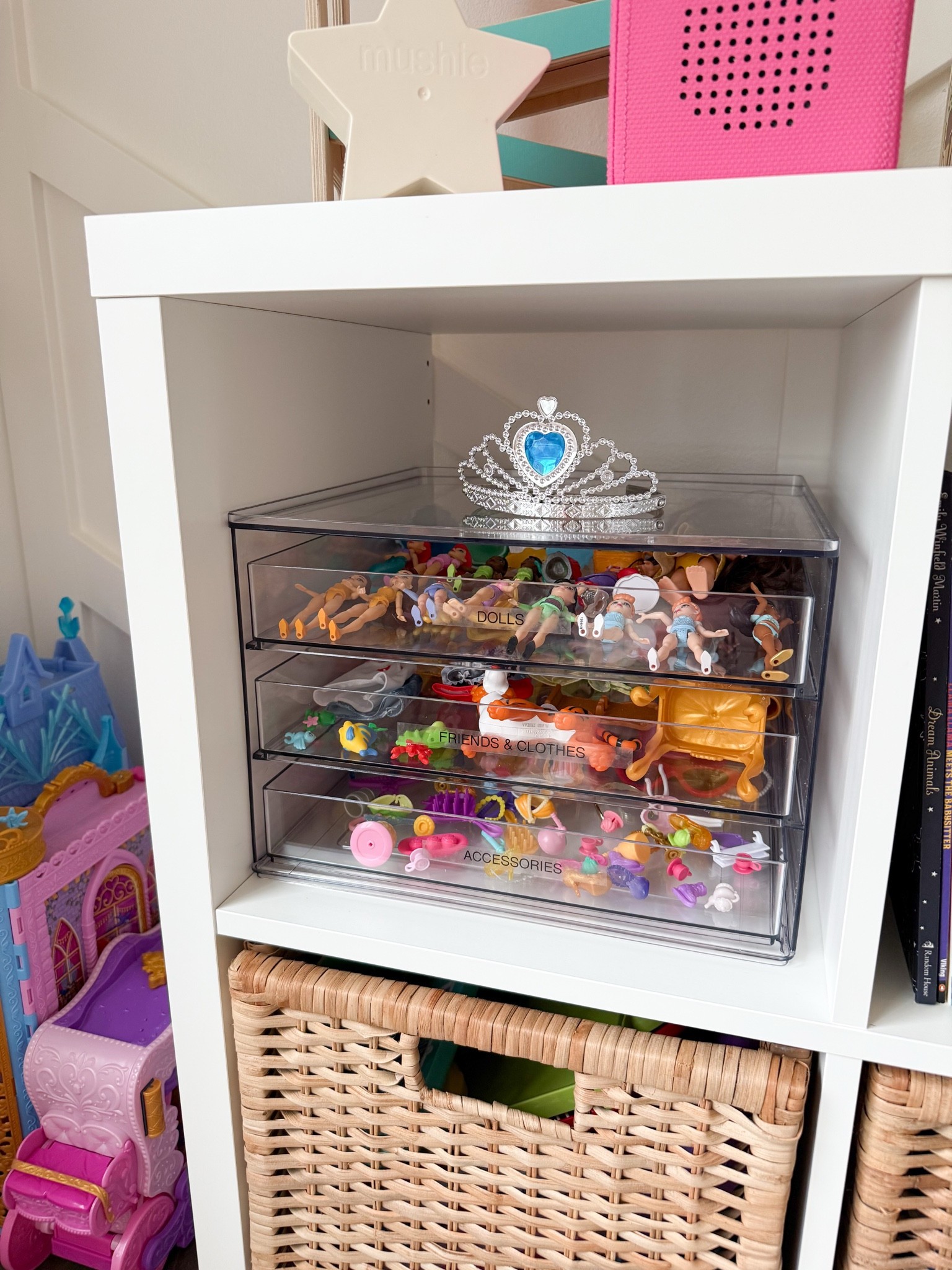 Toddler playroom toy organization! 

playroom decor, toys organization, cube storage organizer, loloi rug, baskets, drawer storage, Frozen Doll House, Carriage to Castle Transforming Playset with Aurora Small Doll, Ready for The Ball Closet Playset

#LTKHome #LTKSeasonal #LTKKids