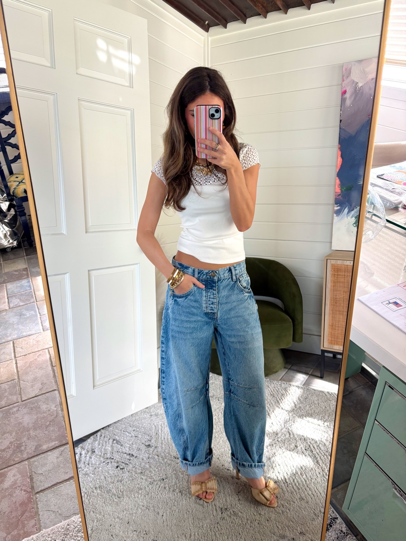 Friday ootd! 
I’m 5’2 wearing an XS in the top and a 24 in the jeans

#LTKPetite #LTKootd #LTKgrwm