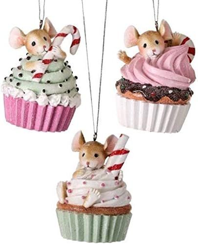 Regency International MTX63481 Resin Cupcake with Mouse Ornaments 3 Assorted 3 Inches | Amazon (US)