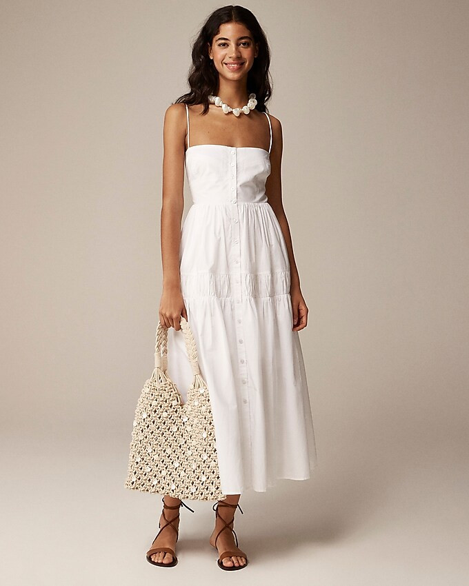 Button-front A-line dress in cotton poplin | J. Crew US