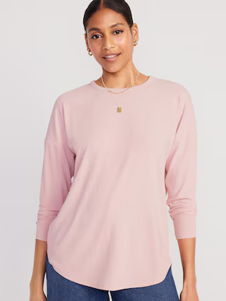 Luxe Rib-Knit Tunic T-Shirt for Women | Old Navy (US)