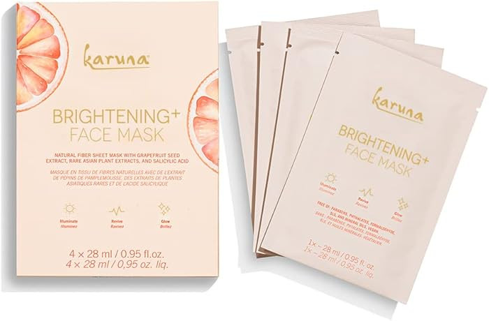 Karuna Brightening+ Sheet Masks for Radiant Skin, Hydrating Face Mask Skin Care Essential, Face M... | Amazon (US)