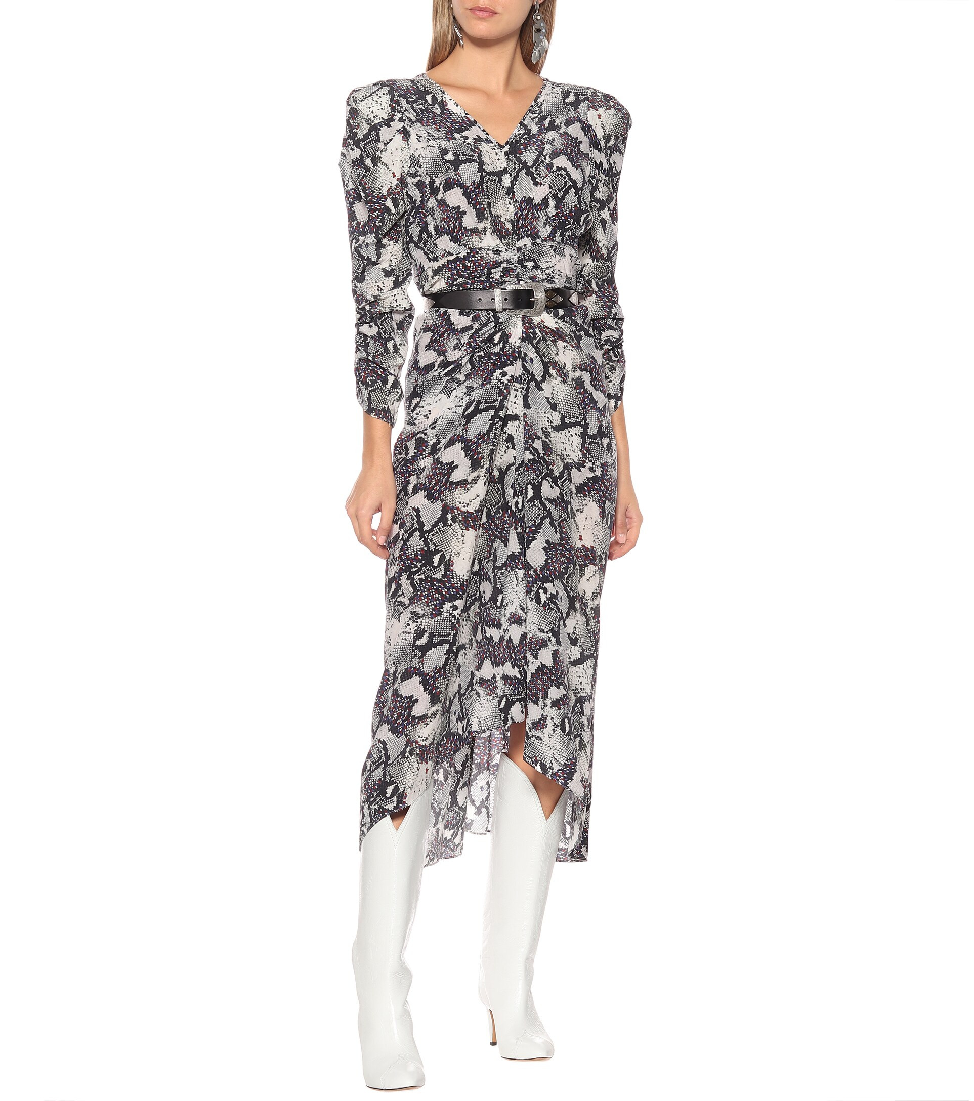 Albi snake-print silk midi dress | Mytheresa (INTL)