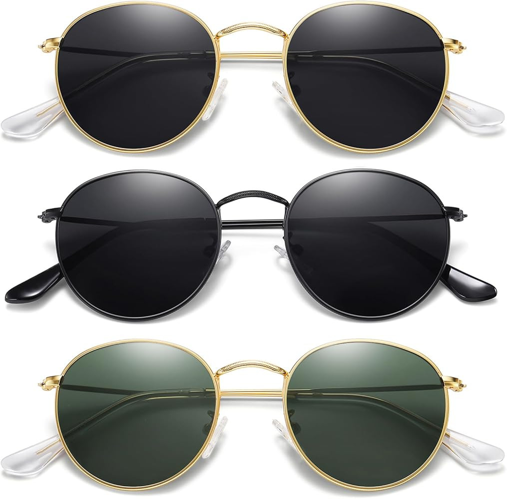 MEETSUN Round Polarized Sunglasses for Women Men Classic Retro Metal Frame Sun Glasses UV Protect... | Amazon (US)