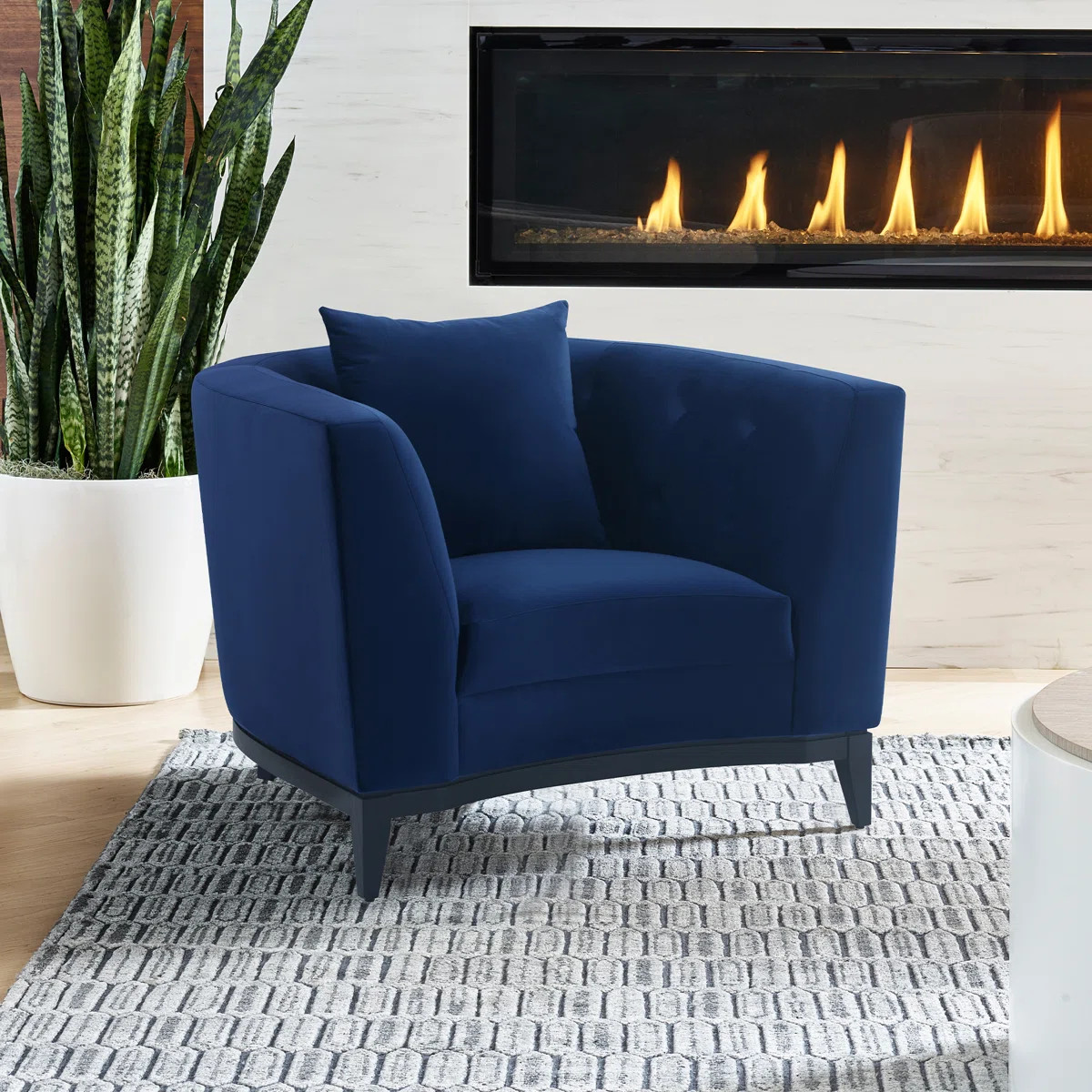 Ziggy 42" Wide Velvet Upholstered Accent Chair with Black Wood Base | Wayfair North America