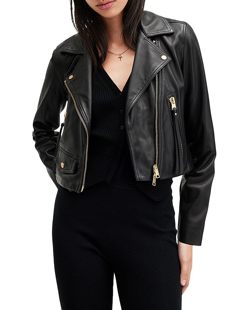 Allsaints Elora Cropped Slim Leather Biker Jacket | Bloomingdale's (US)