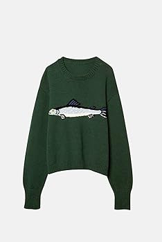 Women Y2k Graphic Sweater Top Long Sleeve Crewneck Cute Jumper Vintage Aesthetic Oversized Knit P... | Amazon (US)