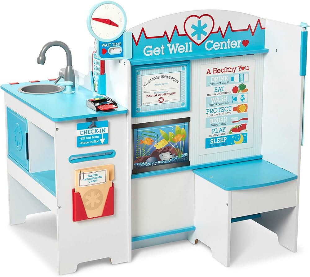 Melissa & Doug Wooden Get Well Doctor Activity Center - Waiting Room, Exam Room, Check-In Area - ... | Amazon (US)