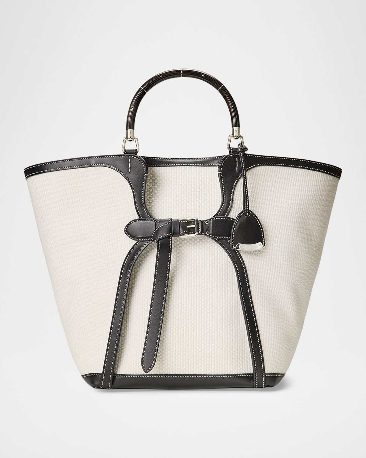 Ralph Large Leather-Trim Woven Tote Bag | Neiman Marcus