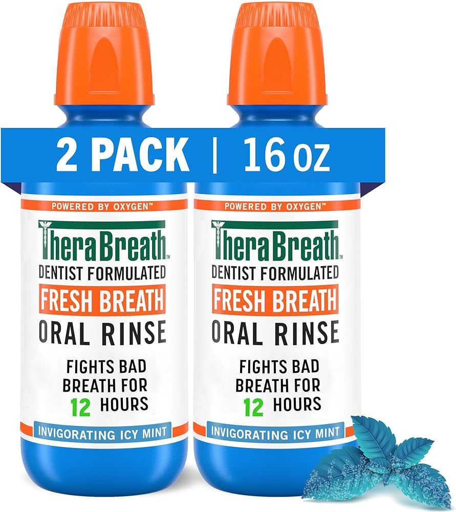 TheraBreath Fresh Breath Mouthwash, Icy Mint Flavor, Alcohol-Free, 16 Fl Oz (Pack of 2) | Amazon (US)