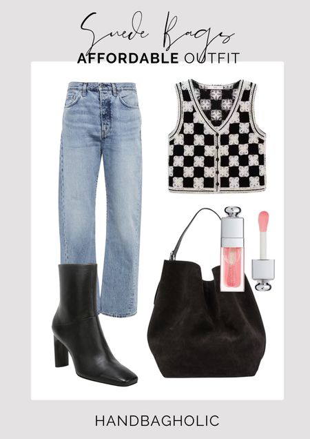 Keep it simple with jeans, a beautiful crochet style vest some black boots and an oversized Toteme suede hobo bag. Finish with some Dior lip oil 💖👌 

#designerbag #designerbags #toteme #outfitinspo #outfitinspiration #styleinspo #springoutit #jeansoutfit  

#LTKSeasonal #LTKeurope #LTKstyletip