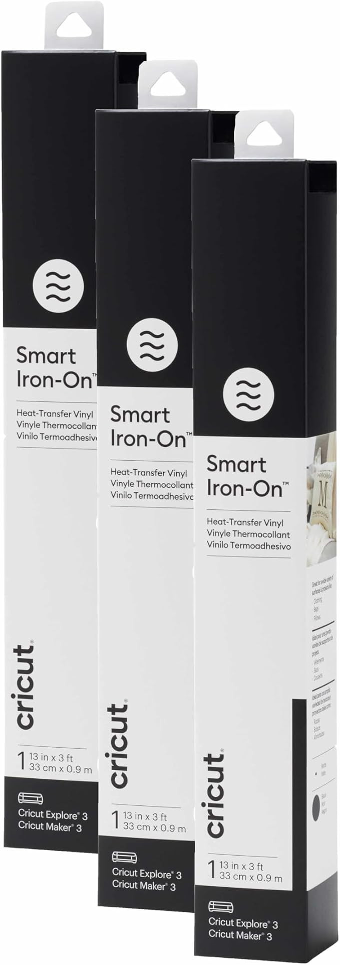Cricut Smart Iron On, Black, 3-Pack of 3ft Rolls (13"x36") Heat Transfer Vinyl for Maker & Explor... | Amazon (US)